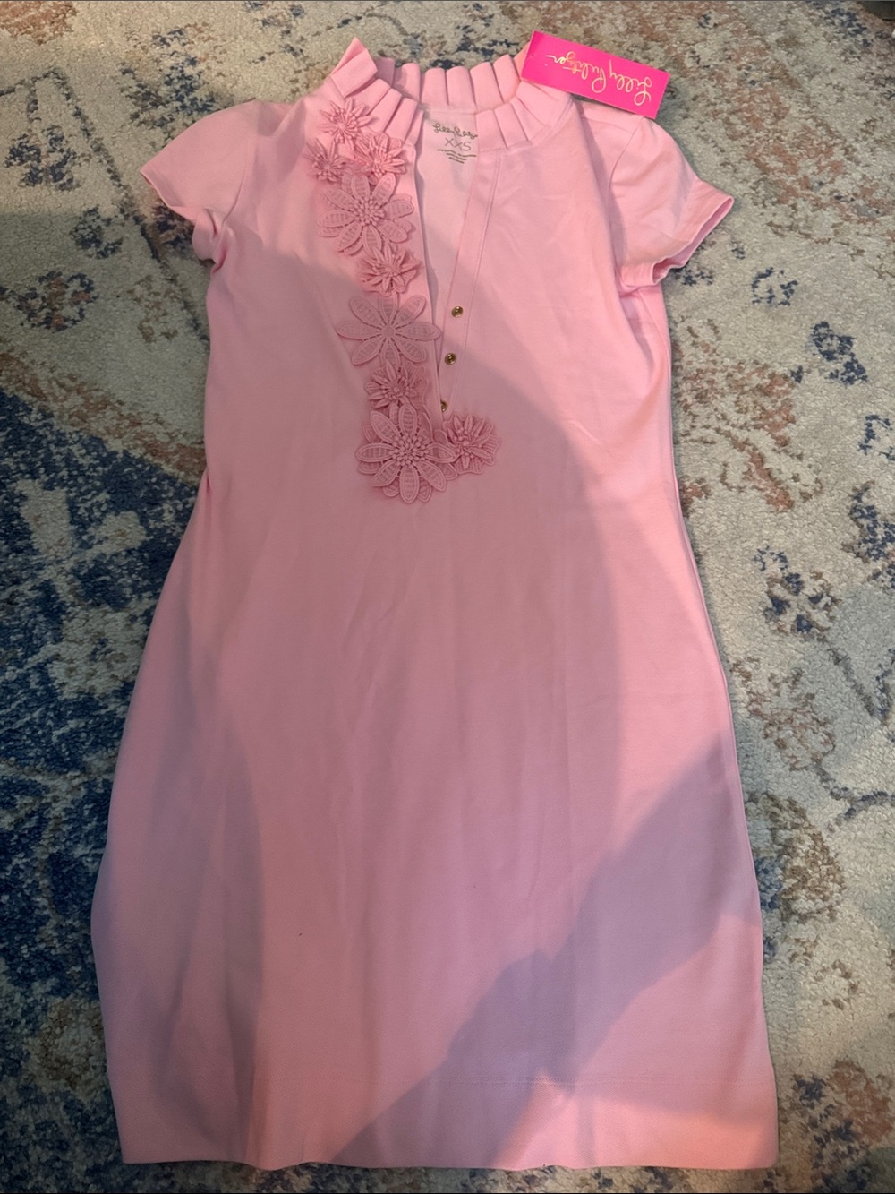 Lilly Pulitzer Pink Floral Appliqué Shift Dress
